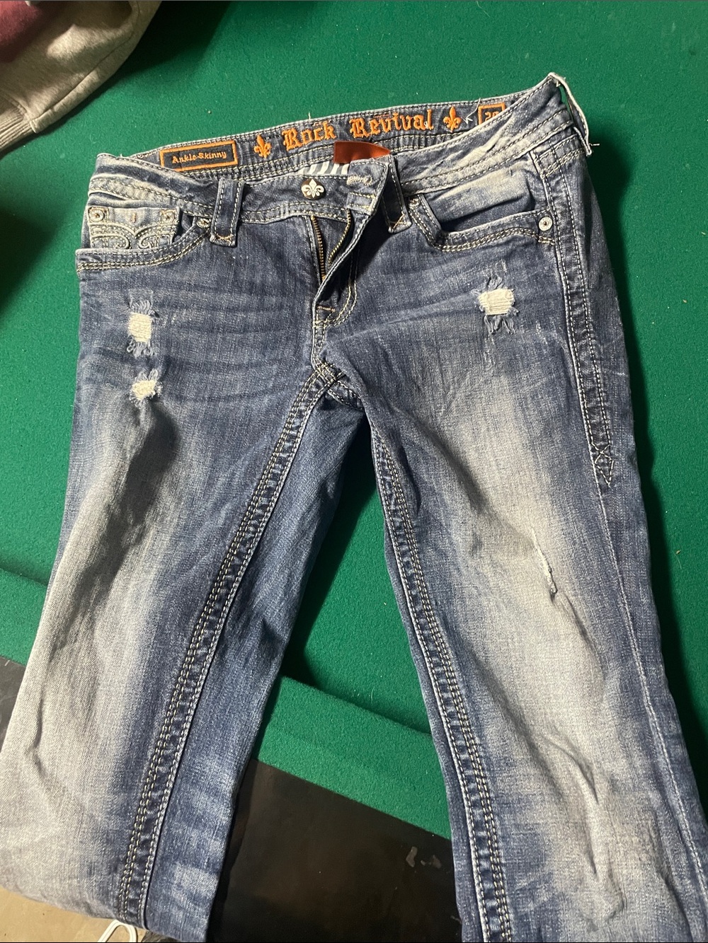 Rock Revival Women’s Boot Cut Jeans - Faded Blue with Distressing